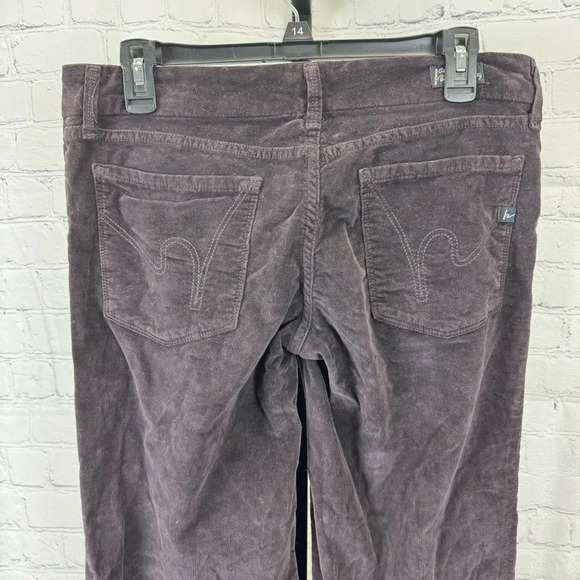 Citizens of Humanity Birkin Stretch Low Waist Wide Leg Plum Velvet Pants Size 30 - Picture 3 of 5